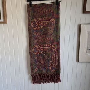 World Market Multicolor Paisley and Tassel Bohemian Throw Blanket